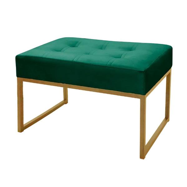 Imagem de Puff Decorativo Para Sala e Quarto Paris Veludo Verde Base Dourado Star Confort