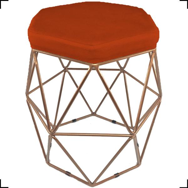 Imagem de Puff Decorativo Para Sala Hexagonal Aramado Base Bronze/Dourada/Preta Suede Cores - Clique E Decore 