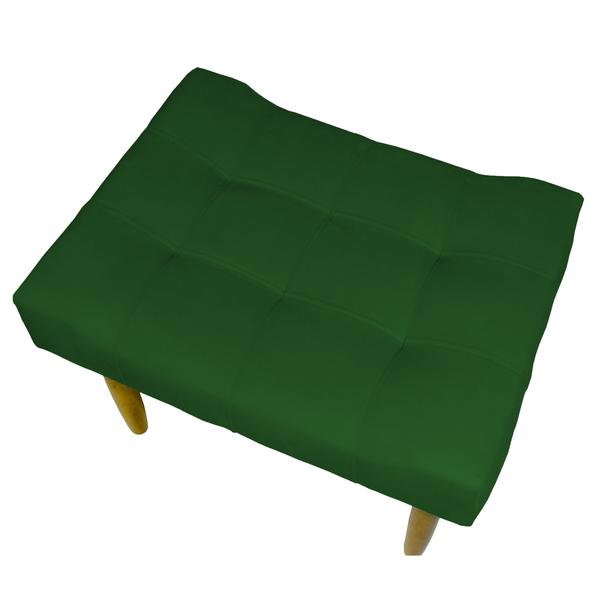 Imagem de Puff decorativo para sala requinte suede verde pé castanho - clique e decore