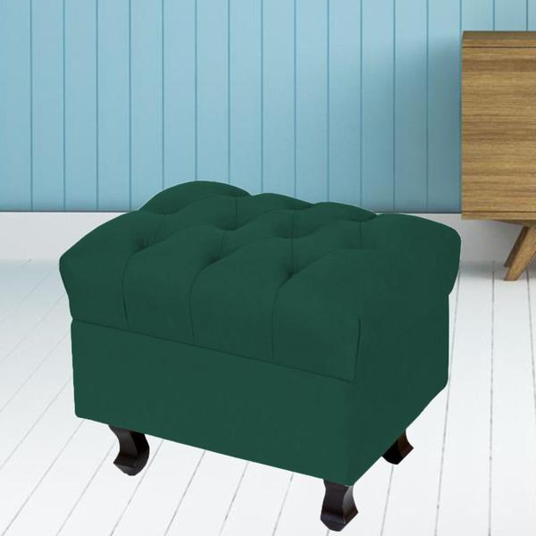 Imagem de Puff Decorativo París Luis XV Capitone Suede Verde Musgo - Lyam Decor