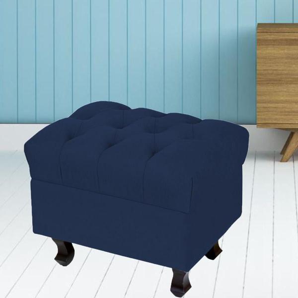 Imagem de Puff Decorativo París Luis Xv L02 Capitone Suede Azul Marinho - Lyam Decor