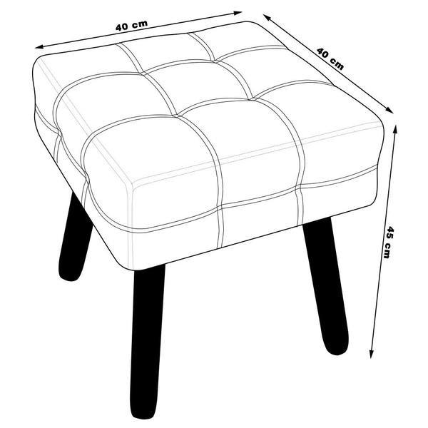 Imagem de Puff Decorativo Pés Palito Karen Suede Grafite G19 - Gran Belo