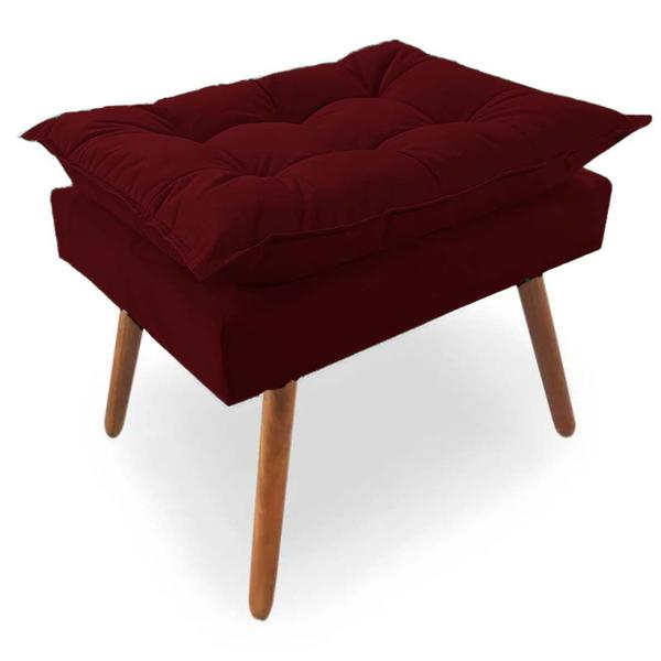 Imagem de Puff Decorativo Quadrado Opala Pés Palito Tecido Suede Marsala Kimi Design