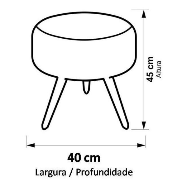 Imagem de Puff Decorativo Redondo Banqueta com Pés de Madeira Palito Tecido Suede Bege - Maitê Moda Casa