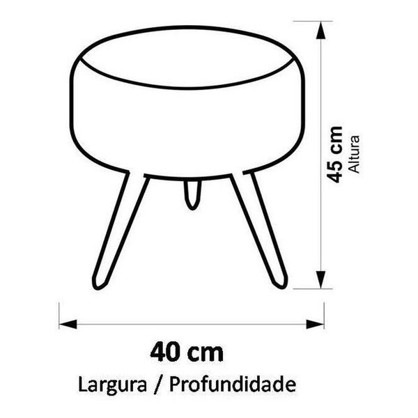 Imagem de Puff Decorativo Redondo com Pés de Madeira Tecido Triângulo Bege - JBF Poltronas e Cia