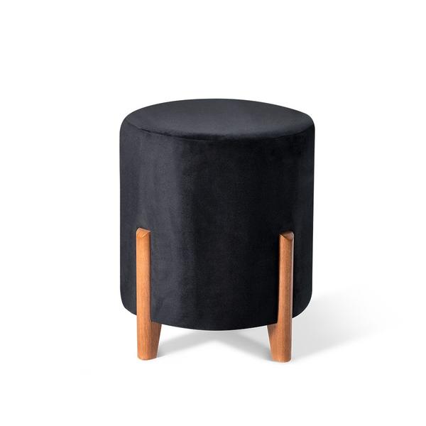 Imagem de Puff decorativo redondo em suede na cor PRETO 14