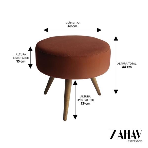 Imagem de Puff Decorativo Redondo Pés Palito Suede Terracota - Zahav