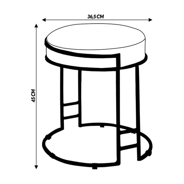 Imagem de Puff Decorativo Redondo Sakura Base Metal Bronze Linho Marrom G41 - Gran Belo