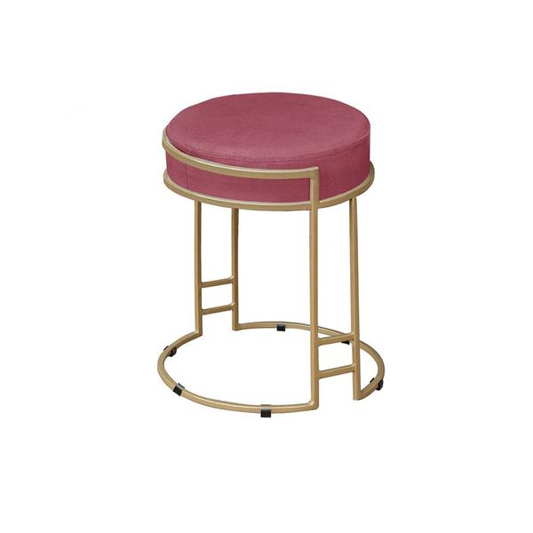 Imagem de Puff Decorativo Redondo Sakura Base Metal Dourado Suede Rosa G41 - Gran Belo