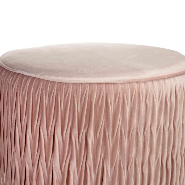 Imagem de Puff Decorativo Redondo Tati Veludo Rosa com Base Dourada 38 cm - D'Rossi