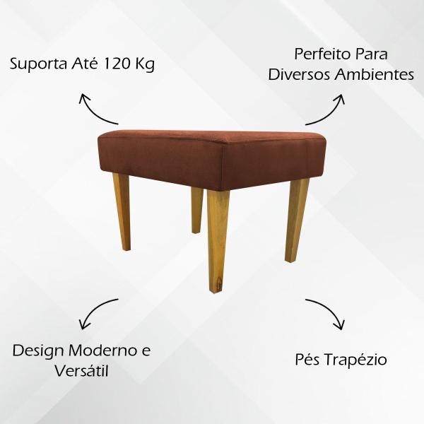 Imagem de Puff Decorativo Retangular Para Sala Recepção Charme Pé Trapézio Suede Cores