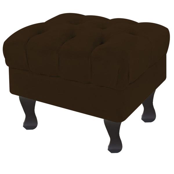 Imagem de Puff Decorativo Retro Luiz XV sem Baú Suede Marrom 50 cm