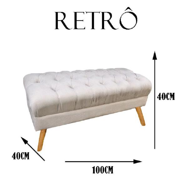 Imagem de Puff Decorativo Retrô Paris Capitonê 1 Metro Pé Palito Suede Amarelo - DL Decor