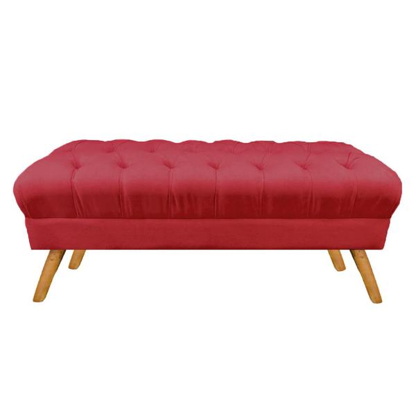 Imagem de Puff Decorativo Retrô Paris Capitonê 1 Metro Pé Palito Suede Vermelho - LM DECOR