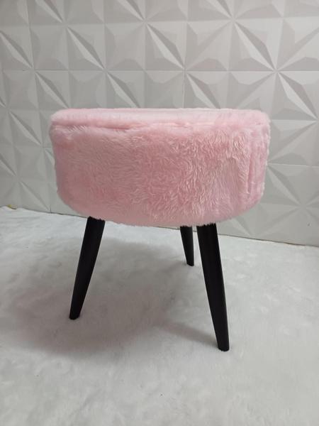 Imagem de Puff Decorativo Retrô, tecido peluciado Rosa