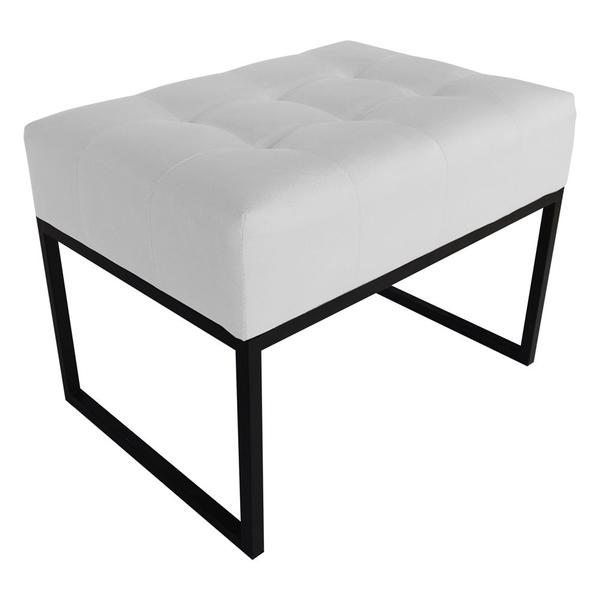 Imagem de Puff Decorativo Sala de Estar Agnes 60x44cm com Base de Ferro Sintético Branco - Desk Design