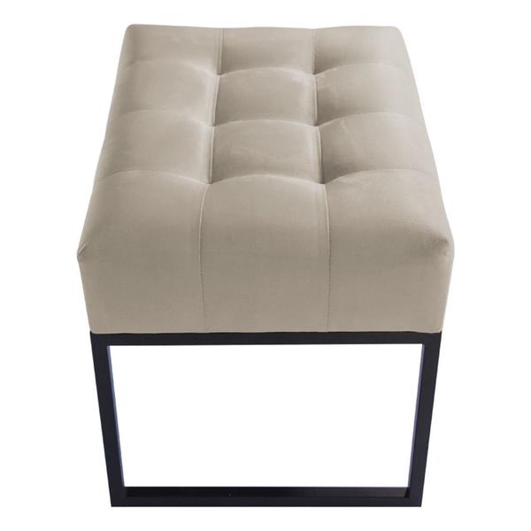 Imagem de Puff Decorativo Sala de Estar Agnes 60x44cm com Base de Ferro Suede Bege - Desk Design