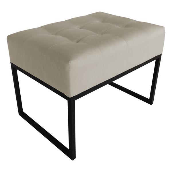 Imagem de Puff Decorativo Sala de Estar Agnes 60x44cm com Base de Ferro Suede Bege - Desk Design