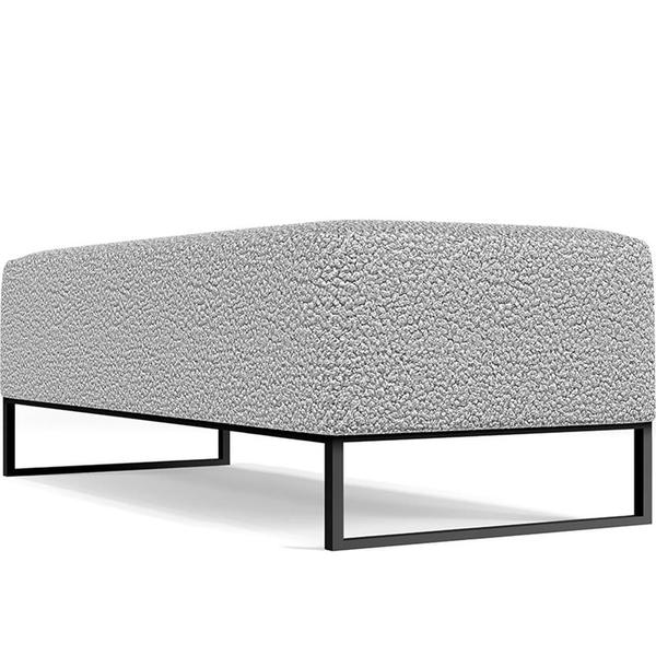 Imagem de Puff Decorativo Sala de Estar Bali W01 Base Ferro 120x50 cm Bouclê Cinza - Lyam Decor