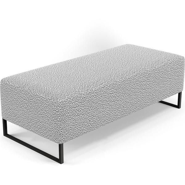 Imagem de Puff Decorativo Sala de Estar Bali W01 Base Ferro 120x50 cm Bouclê Cinza - Lyam Decor