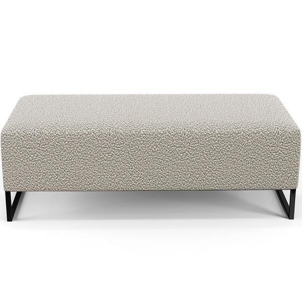 Imagem de Puff Decorativo Sala de Estar Bali W01 Base Ferro 120x50 cm Bouclê Creme - Lyam Decor