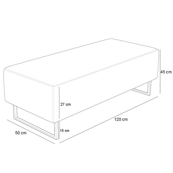 Imagem de Puff Decorativo Sala de Estar Bali W01 Base Ferro 120x50 cm Bouclê Creme - Lyam Decor