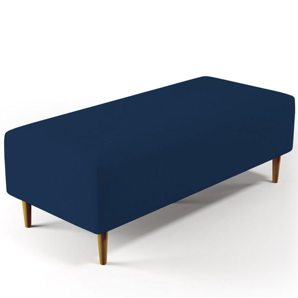 Imagem de Puff Decorativo Sala de Estar Bali W01 Pés Palito 120x50 cm Suede Azul Marinho - Lyam Decor