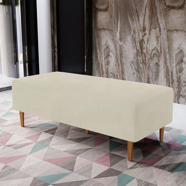 Imagem de Puff Decorativo Sala de Estar Bali W01 Pés Palito 120x50 cm Suede Bege - Lyam Decor