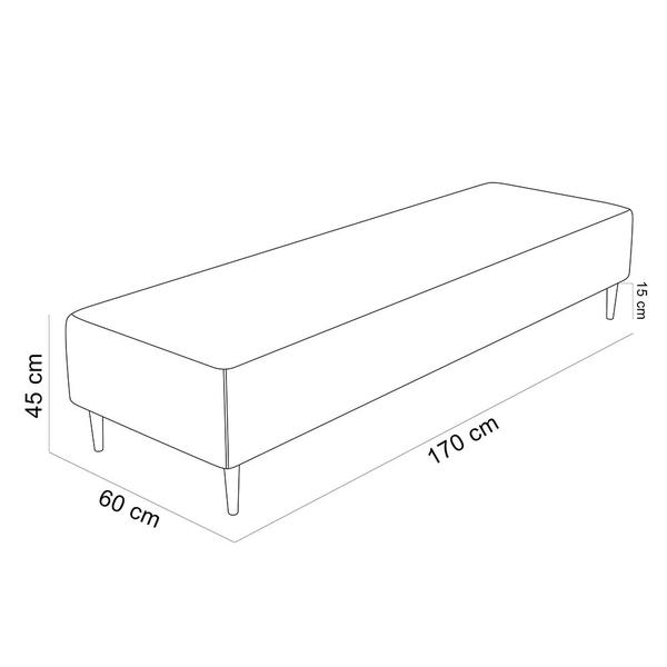 Imagem de Puff Decorativo Sala de Estar Bali W01 Pés Palito 170x60cm Bouclê Creme - Lyam Decor