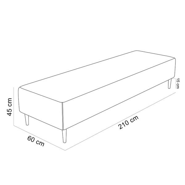 Imagem de Puff Decorativo Sala de Estar Bali W01 Pés Palito 210x60cm Bouclê Creme - Lyam Decor