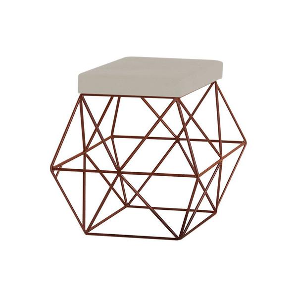 Imagem de Puff Decorativo Sala de Estar Base Bronze Trixie Suede Bege G41 - Gran Belo