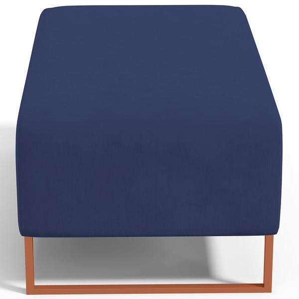 Imagem de Puff Decorativo Sala De Estar Cléo 90cm Base De Ferro Cobre W01 Suede Azul Marinho - Lyam Decor