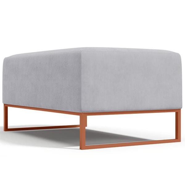 Imagem de Puff Decorativo Sala De Estar Cléo 90cm Base De Ferro Cobre W01 Suede Cinza - Lyam Decor