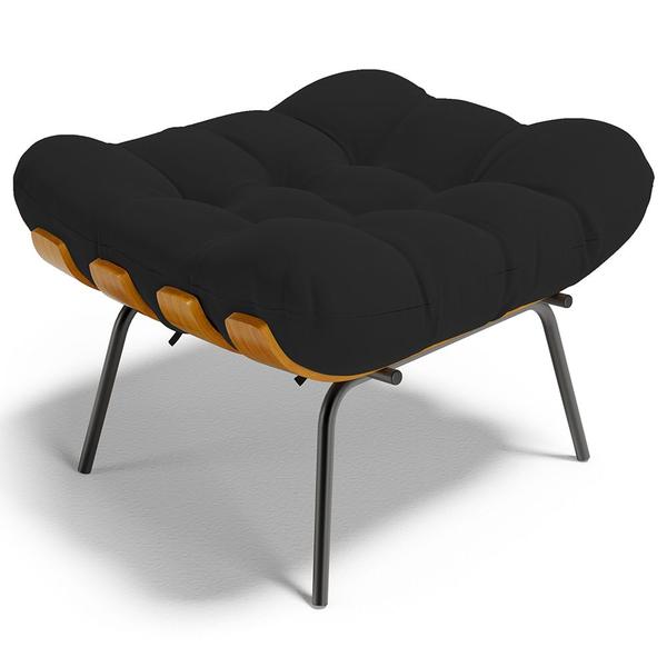 Imagem de Puff Decorativo Sala de Estar Costela L02 Suede Preto - Lyam Decor