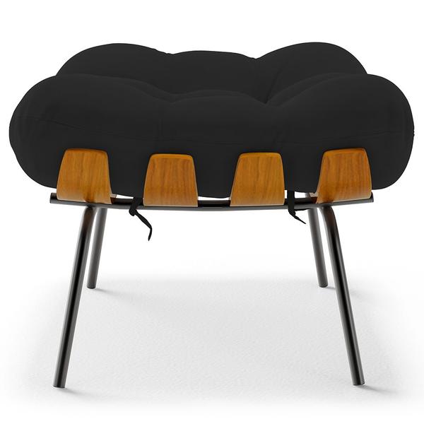 Imagem de Puff Decorativo Sala de Estar Costela L02 Suede Preto - Lyam Decor