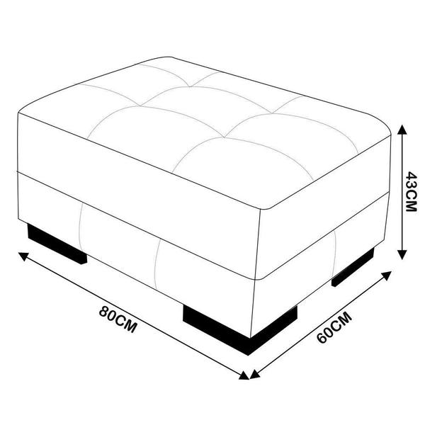 Imagem de Puff Decorativo Sala de Estar Milano Pés Madeira Couro Mel G58 - Gran Belo