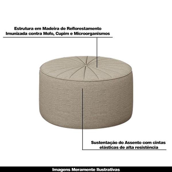 Imagem de Puff Decorativo Sala De Estar Round Linho Bege G45 - Gran Belo