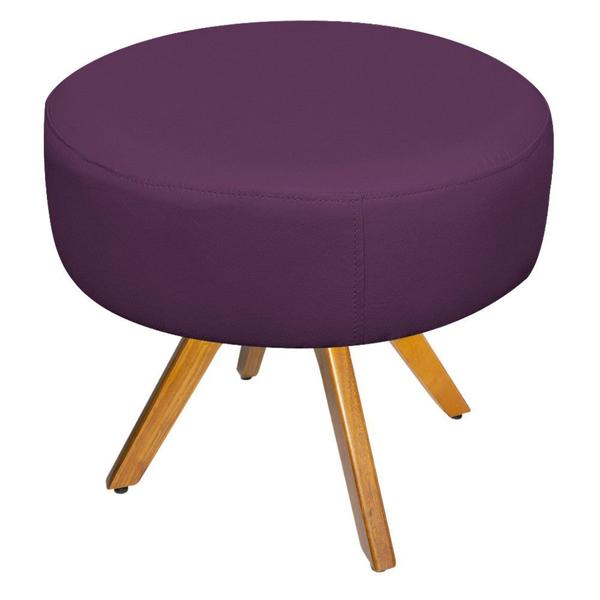 Imagem de Puff Decorativo Sofia Base Giratória de Madeira Sala de Espera Quarto Suede Roxo