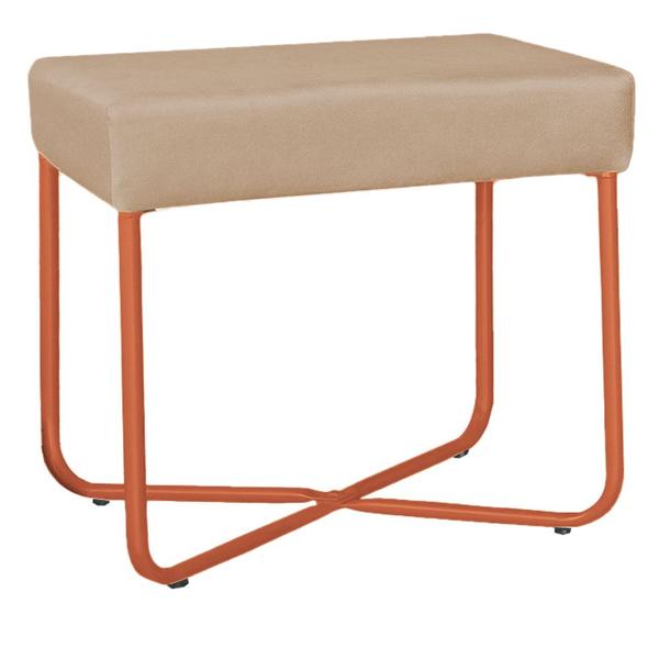 Imagem de Puff Decorativo Unna Base Bronze Veludo Cappuccino  - Montanaris Decor