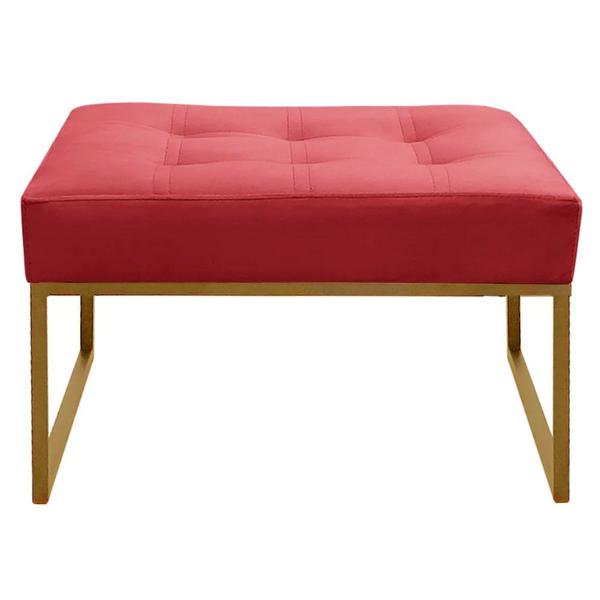 Imagem de Puff Decorativos Sala Quarto Paris Veludo Vermelho Base Dourado - Star Confort