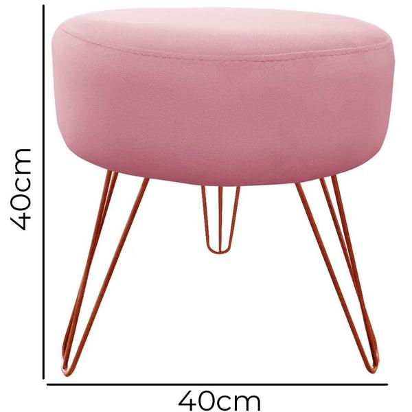 Imagem de Puff Decorativos Sala Quarto Tunísia Veludo Rose Base Bronze - Star Confort