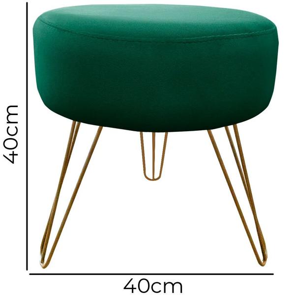 Imagem de Puff Decorativos Sala Quarto Tunísia Veludo Verde Base Dourado - Star Confort