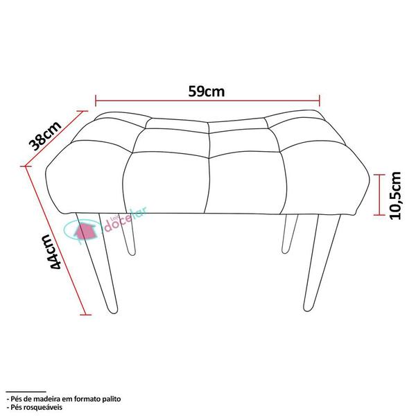 Imagem de Puff Descanso de Pés Capitonê Pés em Madeira Maciça