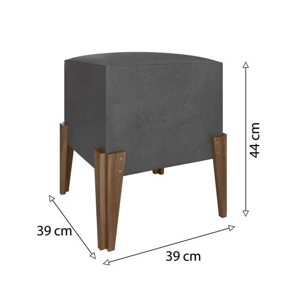 Imagem de Puff Estofado Tecido Suede com Pés em Madeira Maciça