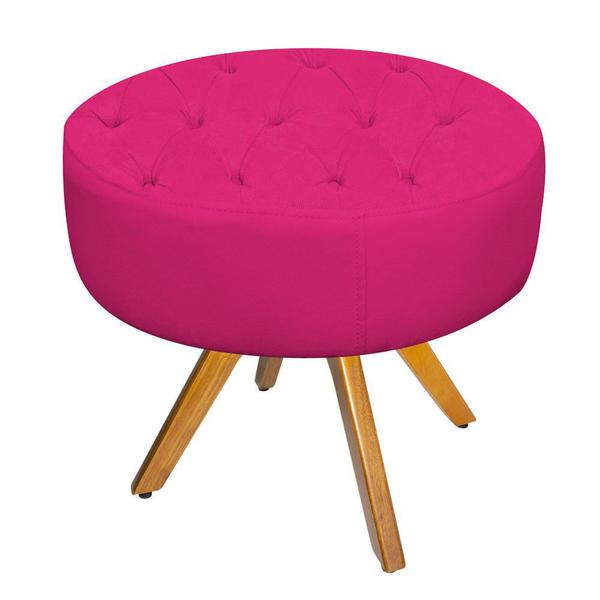 Imagem de Puff Fernanda Base Giratória de Madeira Suede Pink - DAMAFFÊ MÓVEIS