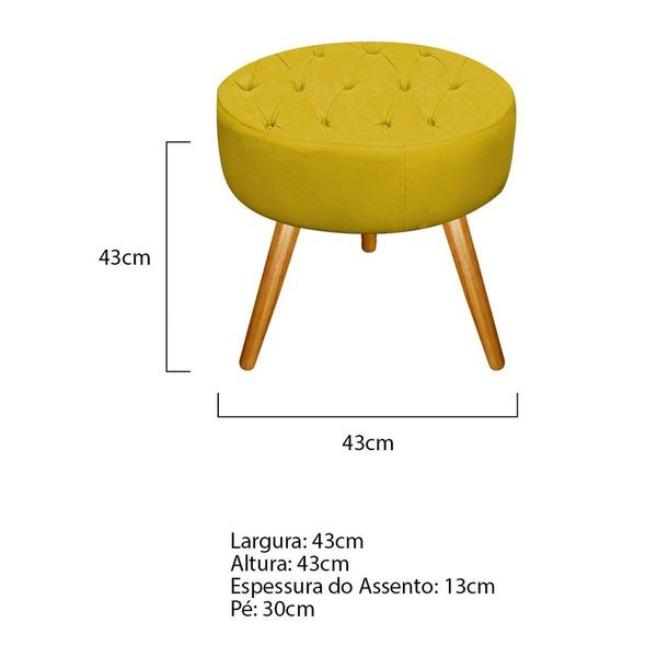 Imagem de Puff Fernanda Palito Mel Suede Amarelo - KDAcanto Móveis