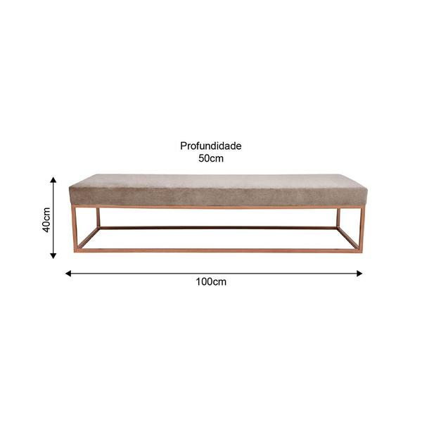 Imagem de Puff Giulia 100cm SFN Veludo Bege Requadro Bronze