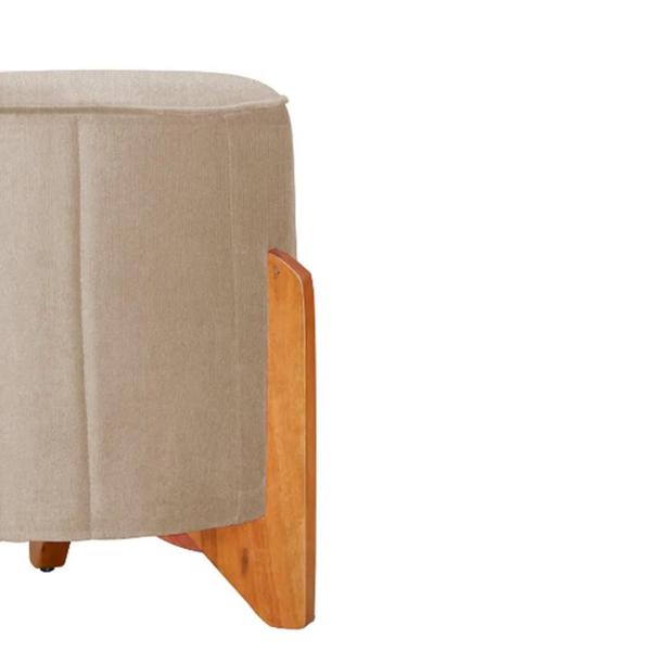 Imagem de Puff Jade Pés de Madeira Suede Cappuccino - Belliv Decor