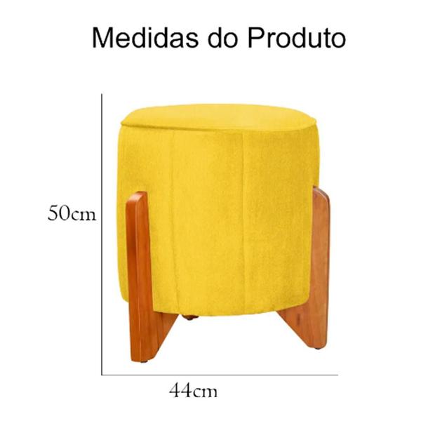 Imagem de Puff Jade Suede Amarela Pés de Madeira - Vallisa Decor