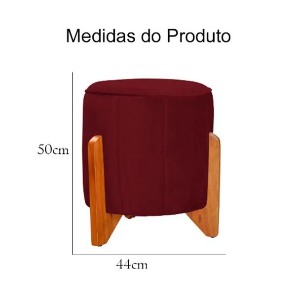 Imagem de Puff Jade Suede Bordo Pés de Madeira - Vallisa Decor